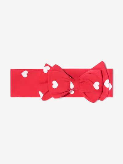Monnalisa Kids'  Girls Cotton Heart Print Headband M ( 6 - 8 Yrs ) Red
