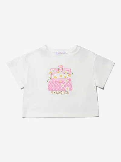 Monnalisa Kids' Girls Cotton Jersey Daisy Purse T-shirt 6 Yrs Ivory