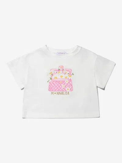 Monnalisa Babies' Girls Cotton Jersey Daisy Purse T-shirt 6 Yrs Ivory