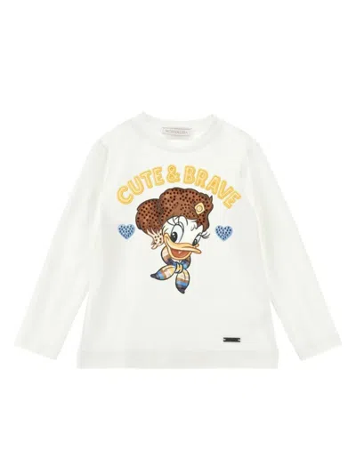 Monnalisa Girls' Cotton T-shirt In White
