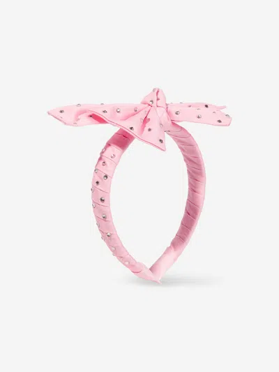 Monnalisa Babies' Girls Diamante Bow Headband In Pink