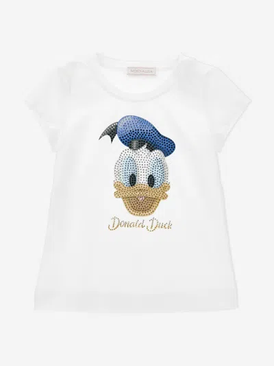 Monnalisa Babies' Girls Donald Duck T-shirt In White