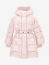 Monnalisa Belted Padded Coat In Pink