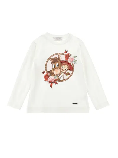 Monnalisa Girls' Elegant Short-sleeve T-shirt In White