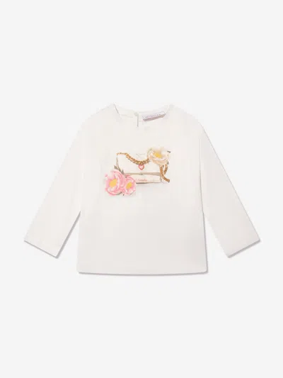Monnalisa Babies' Girls Embellished Maxi T-shirt In Ivory