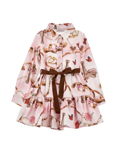 Monnalisa Girls' Embellished Mini Dress In Brown