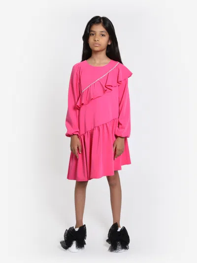Monnalisa Kids' Girls Embellished Ruffle Dress In Pink