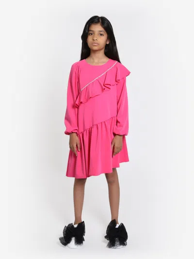 Monnalisa Babies' Girls Embellished Ruffle Dress In Pink