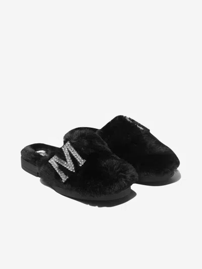 Monnalisa Kids' Girls Faux Fur Mules Eu 38 Uk 5 Black