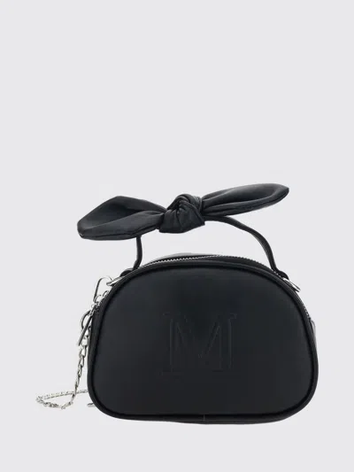 Monnalisa Girls' Faux Leather Bow Monogram Bowling Bag In Black