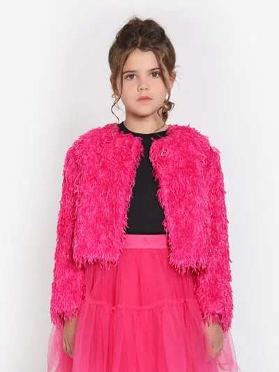 Monnalisa Kids' Girls Feathered Jacket In Pink