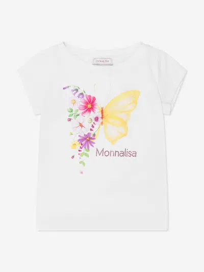 Monnalisa Kids'   Maxi Butterfly Jersey T-shirt In White