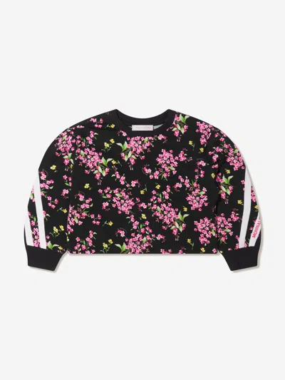 Monnalisa Kids' Girls Floral Cropped Sweatshirt 6 Yrs Black