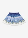 Monnalisa Printed Matelassé Skirt In Blue