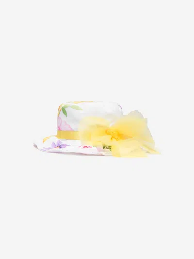 Monnalisa Kids' Girls Floral Print Hat In White