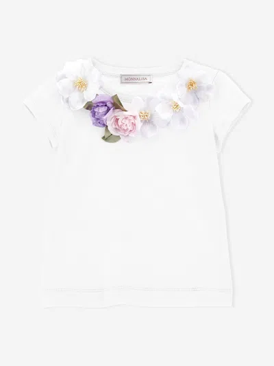 Monnalisa Kids' Girls Floral T-shirt In White