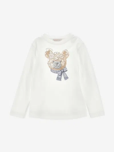 MONNALISA MONNALISA GIRLS FLOWER BEAR LONG SLEEVE T-SHIRT