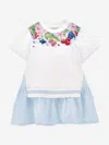 Monnalisa Cotton-blend Jersey And Poplin Dress In White