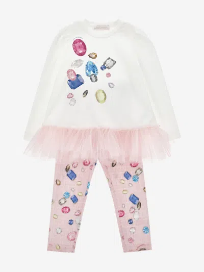 Monnalisa Kids'  Girls Gem Print Leggings Set In Multi