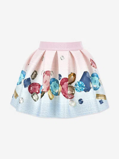 Monnalisa Girls Gem Print Neoprene Skirt In Multi