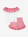 Monnalisa Girls Gingham Shorts Set In Red