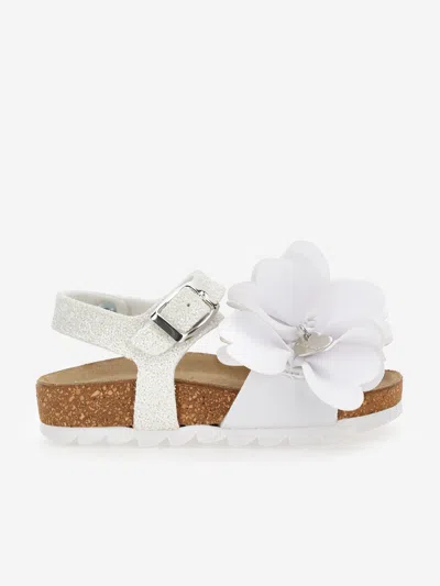 Monnalisa Babies' Girls Glitter Petal Sandals In White