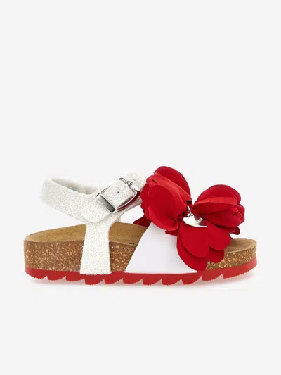 Monnalisa Kids' Girls Glitter Petal Sandals In White