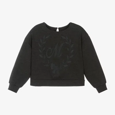 Monnalisa Kids' Girls Grey Embroidered Milano Sweatshirt