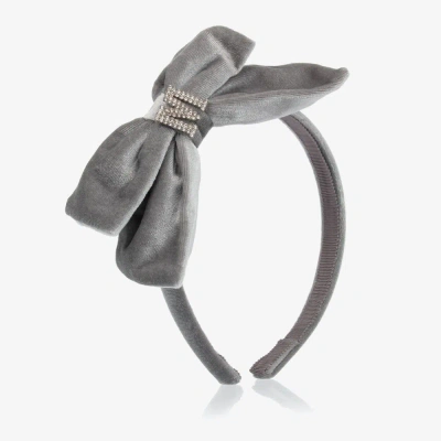 Monnalisa Kids' Girls Grey Velvet Bow Hairband