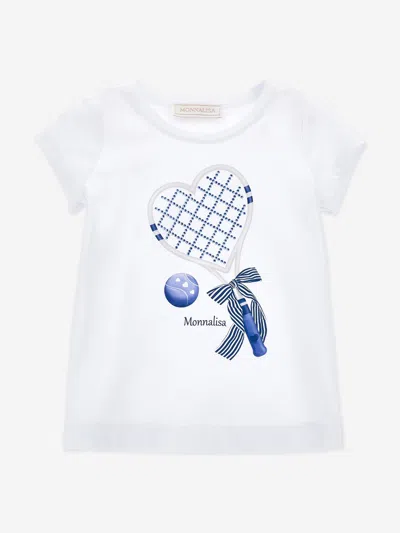 Monnalisa Babies' Girls Heart Racket And Ball T-shirt In White