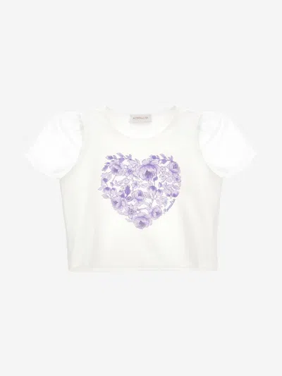 Monnalisa Girls Heart T-shirt Ivory S 14 Years By Childsplay Clothing