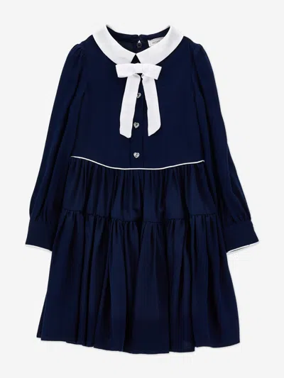 Monnalisa Babies' Girls Irina Twill Dress In Blue