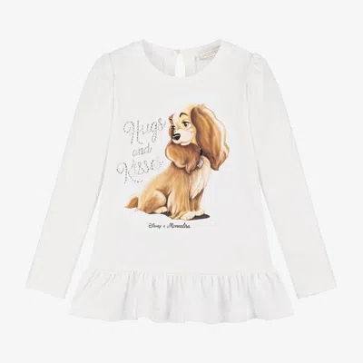 Monnalisa Kids' Girls Ivory Cotton Disney Top