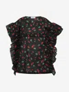 Monnalisa Cherries-print Sleeveless Blouse In Black
