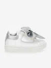 Monnalisa Girls Leather Bow Trainers In Ivory