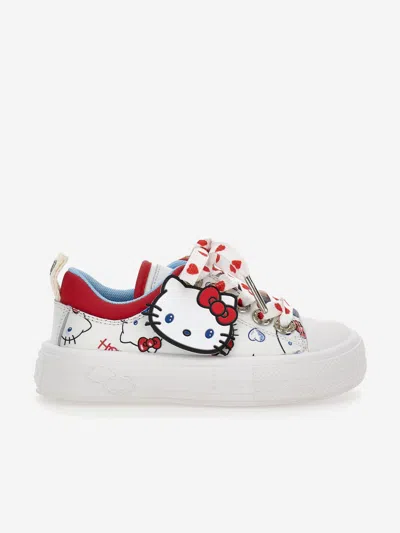 Monnalisa Kids'  Girls Leather Hello Kitty Trainers In Multi