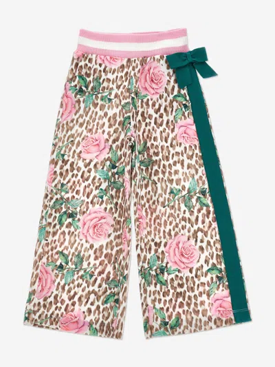 Monnalisa Babies' Girls Leopard And Rose Joggers In Pink