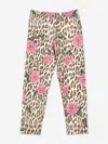 Monnalisa Girls Leopard And Rose Print Leggings In Multi
