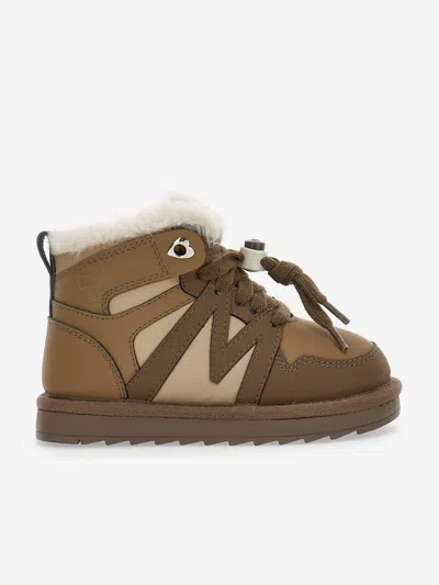 Monnalisa Kids' Girls Logo Lace Up Boots In Brown
