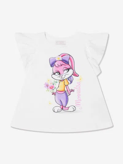 Monnalisa Kids' Girls Lola Bunny Maxi T-shirt In White