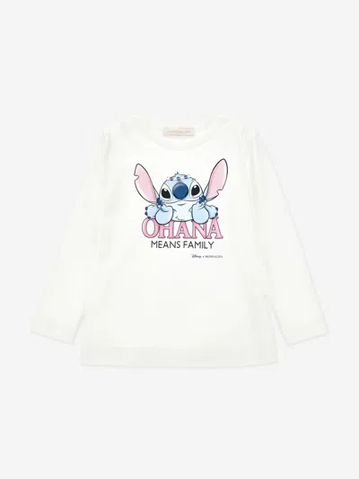 Monnalisa Kids'  Girls Long Sleeve Stitch T-shirt In White