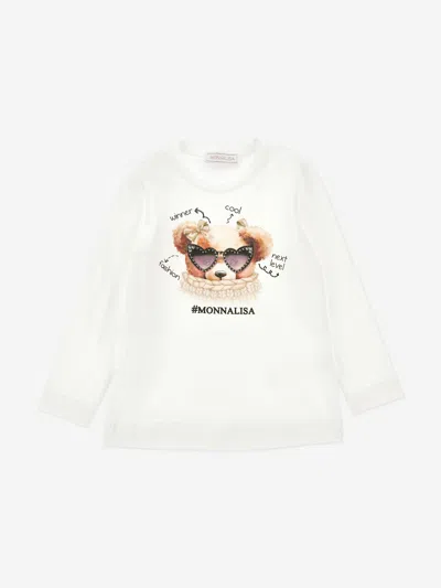 Monnalisa Babies' Girls Long Sleeve Teddy T-shirt In White