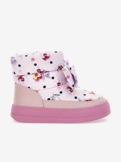 Monnalisa Kids'  Girls Malva Flower Boots In Brown