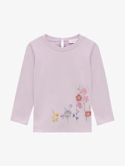 Monnalisa Girls Mini Floral Embroidered T-shirt With Back Button Closure In Multi