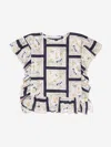 Monnalisa Nautical Print Muslin Kaftan In White