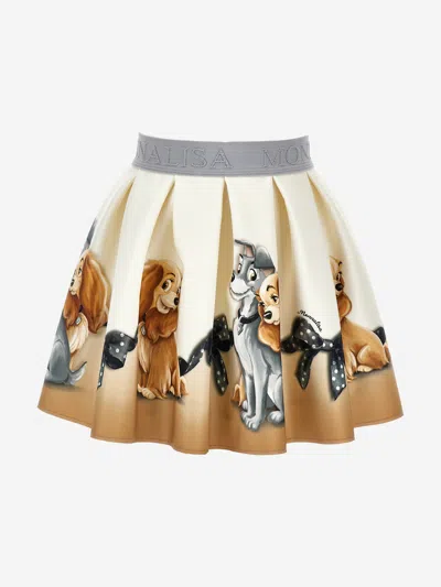 Monnalisa Kids'  Girls Neoprene Lady And The Tramp Skirt In Ivory