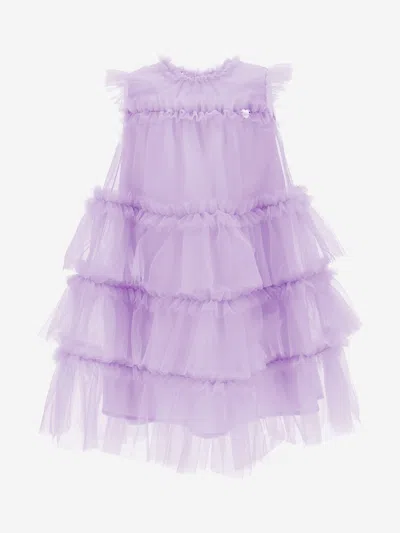 Monnalisa Babies' Girls New Charleston Tulle Dress In Purple