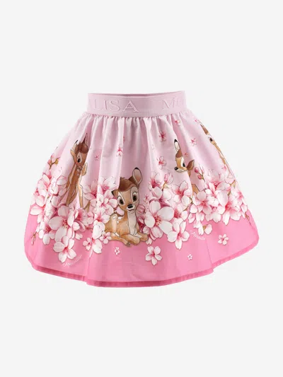 Monnalisa Kids' Girls Peach Blossom Bambi Skirt In Pink