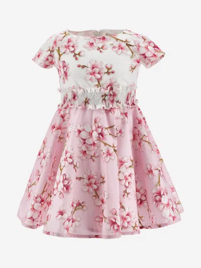 Monnalisa Babies' Girls Peach Blossom Dress In Pink
