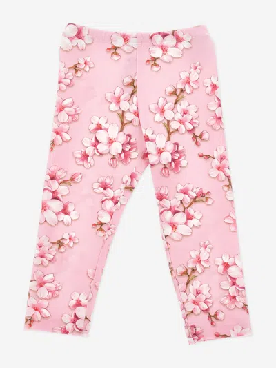 Monnalisa Babies' Girls Peach Blossom Leggings In Pink